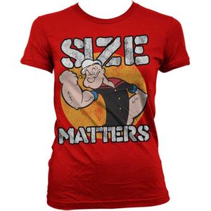 Popeye Dames Tshirt -L- Size Matters Rood
