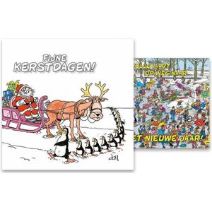 Kaarten - Kerst - Jan van Haasteren - Pinguin oversteek/Volle vaart - 10st.