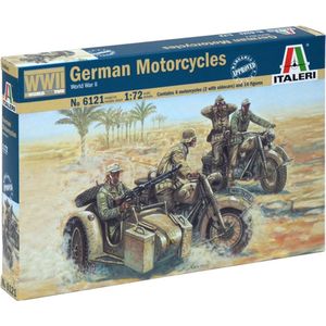 1:72 Italeri 6121 Duitse Militaire Motorfietsen WWII - 4 Motorfietsen en 16 Figuren Plastic Modelbouwpakket