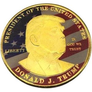 Donald Trump Munt - Keep America Great – 2020 – Donald J. Trump – Amerikaanse Vlag- Herdenkingsmunt - Can't Stump the Trump - Souvenir - Collectible - Goudkleurig - Met hoesje