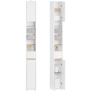 Lange badkamerkast - Opbergeenheid - Organizer - veelzijdige opslag - 20x180x20cm - MDF E1 Painted - verstelbare planken - Veilig en niet -slip