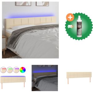 vidaXL Hoofdbord LED 200x5x78/88 cm stof crèmekleurig - Bedonderdeel - Inclusief Reiniger