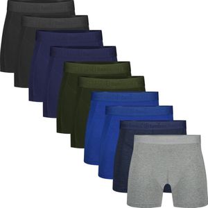 Boxershorts Rico (10-pack) - Zwart, Navy, Army, Blauw, Jeans Melange & Grey Melange S