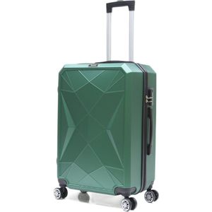 Travelsuitcase - Handbagage koffer Diamond - Reiskoffer met cijferslot op 4 dubbele zwenkwielen - ABS - Groen - Maat S ca 55x37x23 cm