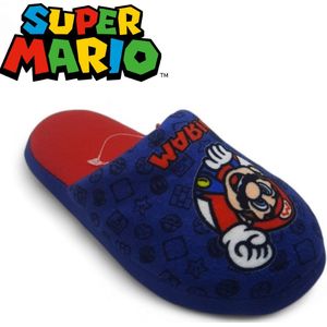 Nintendo - Super Mario lage pantoffels - maat 37 - sloffen voor jongens - blauwe kinderpantoffels