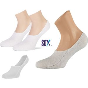 SOX Sneakersokken 3 PACK Kousenvoetjes Perfect Fit no show met lichte badstof 43/46 Wit met voorgevormde hiel en Naadloos