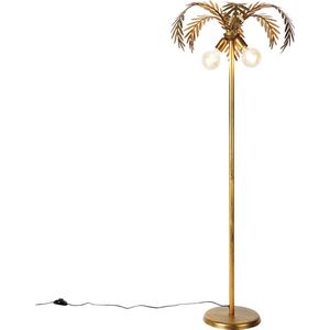 QAZQA botanica - Retro Vloerlamp | Staande Lamp - 2 lichts - H 1560 mm - Goud/messing - Woonkamer | Slaapkamer | Keuken