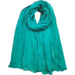 Lange dames sjaal Idris effen licht smaragd groen 100% katoen natuurlijk materiaal