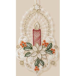 Kerst - Raamdecoratie - Rode kaars en kerstbloem