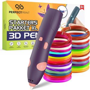 PerfectPrint 3D Pen Starterspakket XXL - 3D Pen Drawer - Veilig door Lage Temperatuur - voor Kinderen - Architect - Incl. 106 Meter PCL Filament - Paars