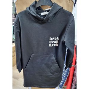 meisjes long hoodie, tekst DOR, kleur zwart, maat 98/104