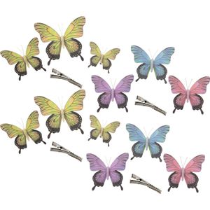 Othmar Decorations Decoration butterflies on clip 12x pieces - yellow/purple/blue/pink