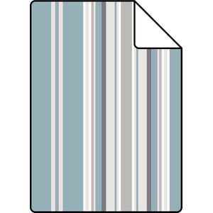 Proefstaal ESTAhome behang strepen vintage blauw en grijs - 26,5 x 21 cm - 138807-S