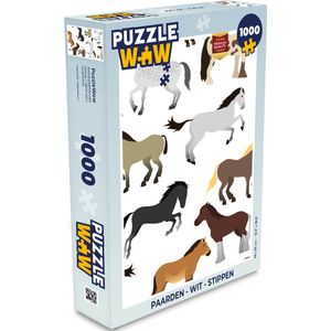Puzzel Paarden - Wit - Stippen - Meisjes - Kinderen - Meiden - Legpuzzel - Puzzel 1000 stukjes volwassenen