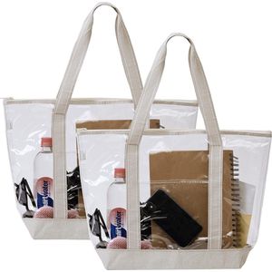 2-pack doorzichtige vinyl PVC-tas voor stadion-buitenstrandzwembad, beige