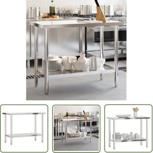 The Living Store Keukenwerktafel 110x55x85 cm roestvrij staal - Keukenwerktafel - Roestvrijstaal - Keukenapparatuur - Horeca Meubilair - Kookeiland