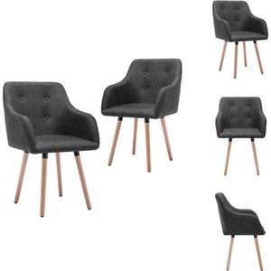 vidaXL Eetstoelenset Modern - Armstoelen - Donkergrijs - Stof/Metaal/Beukenhout - 55 x 52 x 84 cm - Eetkamerstoel