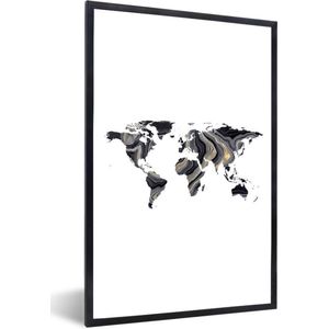 Fotolijst incl. Poster - Wereldkaart - Verf - Goud - 40x60 cm - Posterlijst