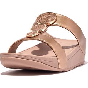 FitFlop Halo Bead-Circle Metallic H-Bar Slides ROZE - Maat 38