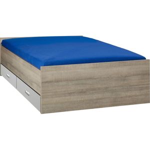 Bed met opbergruimte | 120x200 | Donker Grijs Hout | Inclusief aluminium lades | 4 stuks 60cm diep