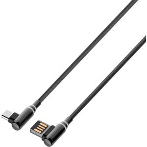 LDNIO - LS421 - Gaming 90°Angle - ELBOW DATA kabel Geschikt voor: Type C - Zwart