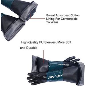 60 cm lange zandstralen machine speciale handschoenen zandstralen handschoenen, rubberen zandstralen handschoenen voor model 60, 90, 110, 260 zandstralen kast PVC plus gevoerde beschermende handschoenen