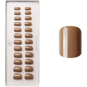 Gelzz Soft Gel Press On Mocha Mousse (43) -Short Square -Dekkende kleur -