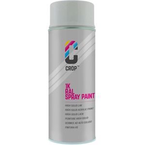 CROP Spuitbus RAL 7047 Telegrijs 4 - Zijdeglans - 400ml - Spuitbus verf Grijs - 100% kleurecht - Sneldrogend - Binnen & Buiten - RAL7047