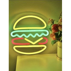 Neon verlichting Hamburger - Hamburger - Burger - Neon wandlamp - Horeca - Neon ligt - Sfeerverlichting - Neonlicht - Neon lamp - Neonverlichting - Neon verlichting - Tafellampen - Verlichting - Kindertafellampen - Kinderlamp – Kinderkamer