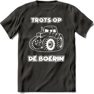 T-Shirt Knaller T-Shirt|Trots op de boerin / Boerenprotest / Steun de boer|Heren / Dames Kleding shirt Trekker / Tractor|Kleur Grijs|Maat 3XL