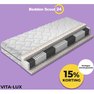 Vita Lux matras 70 x 210 - Clima natuurlatex matras - Pocketvering- 23cm dik - Ergonomisch - Antibacterieel - Wasbare hoes