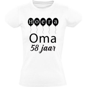 Hoera oma 58 jaar Dames T-shirt - verjaardag - feest - oma - verjaardagsshirt - jarig - cadeau