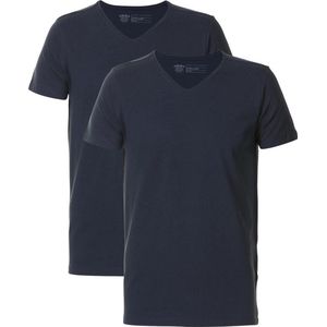 Petrol Industries - Heren 2-pack Basic T-shirts V-Hals - Blauw - Maat L