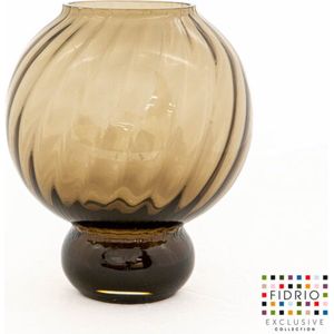 Design Vaas`Vase on leg' - Fidrio ESSENTIALS - glas, mondgeblazen bloemenvaas - diameter 17 cm hoogte 20 cm