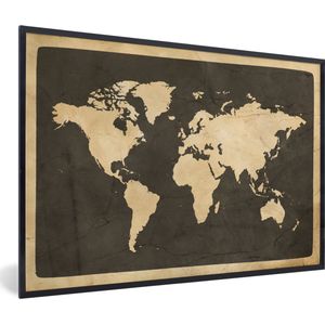 Fotolijst incl. Poster - Wereldkaart - Vintage - Marmer - 120x80 cm - Posterlijst