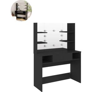 Kaptafel met spiegel en verlichting - Make up tafel - Make up - Toilettafel - Met lades - Zwart
