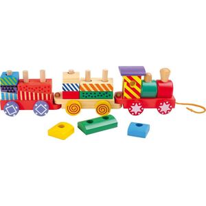 Trekfiguur houten trein Bright Colours - Houten speelgoed vanaf 1 jaar