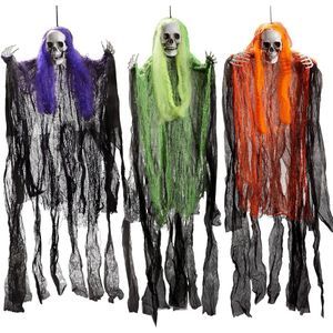 Equivera Hangende Grim Reaper - 3 Stuks - 90cm - Halloween Decoratie - Halloween Verlichting - Halloween Versiering - Halloween Decoratie Buiten