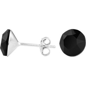 ARLIZI 1004 Oorbellen zwart Swarovski kristal oorknoppen - sterling zilver - 8 mm