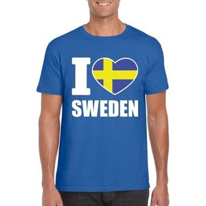 Blauw I love Zweden/ Sweden supporter shirt heren - Zweeds t-shirt heren M