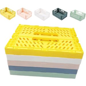 Set van 5 mini-manden, kunststof vouwdoos, opbergdoos, opvouwbare stapelcontainer, organisator, opbergdozen voor kinderkamer, keuken, badkamer, studeerkamer, kledingkast, lades