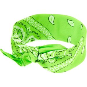 Bandana Paisley lime groen - Boeren zakdoek - 100% katoen - lime green - Cotton - zakdoek - hoofdband - sjaaltje - accessoire - carnaval