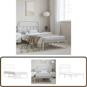 vidaXL Bedframe - Wit - Metaal - 100x190 cm Robuust Bed Frame - Klassiek Bedframe - Houten Bed Frame - Wit Bed Frame - Staal Bed Frame
