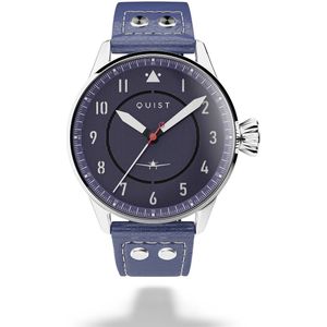 QUIST - Maverick herenhorloge - zilver - blauwe wijzerplaat - blauwe lederen horlogeband - 40mm