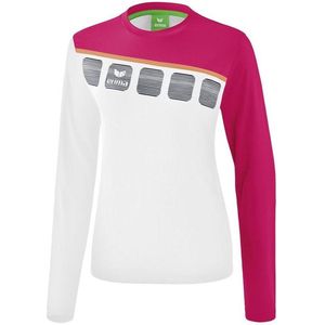 Erima Teamline 5-C Longsleeve Dames Wit-Love Rose-Peach Maat 42