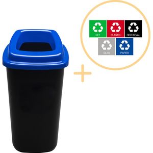 Plafor Prullenbak 28L, gemakkelijk afval recyclen – afval scheiden, afvalbakken, vuilnisbak, blauw