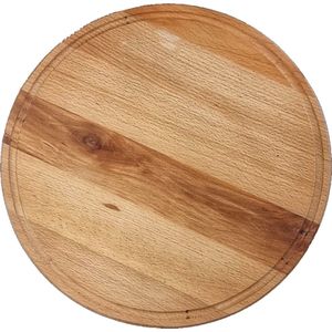 MAYSTERNYA Houten Pizzaplank - ø 35 x 1,5 cm - Ronde Pizzaplank - Borrelplank - Tapasplank - Serveerplank Rond - BBQ Accessoires - Bruin