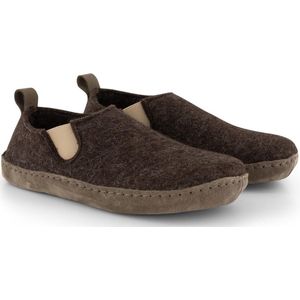 Travelin' In-Home Dames Sloffen - Wollen Pantoffels - Suede zool - Bruin - Maat 36