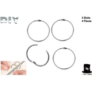 Bob Online ™ - 4 Stuks – Zilver Kleurige – 35 mm - Boekringen – Ringbanden – Ringen – Metalen Ringen – Los Blad Boek Ringen – Sleutelring – Verbindingsringen – DIY Scrapbook Ringen – Plakboek Ringbanden – Album Boekringen – Binder Rings