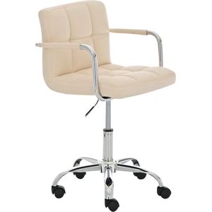 Bureaustoel - Bezoekersstoel - Design - Comfortabel - Stof - Crème - 52x44x88 cm